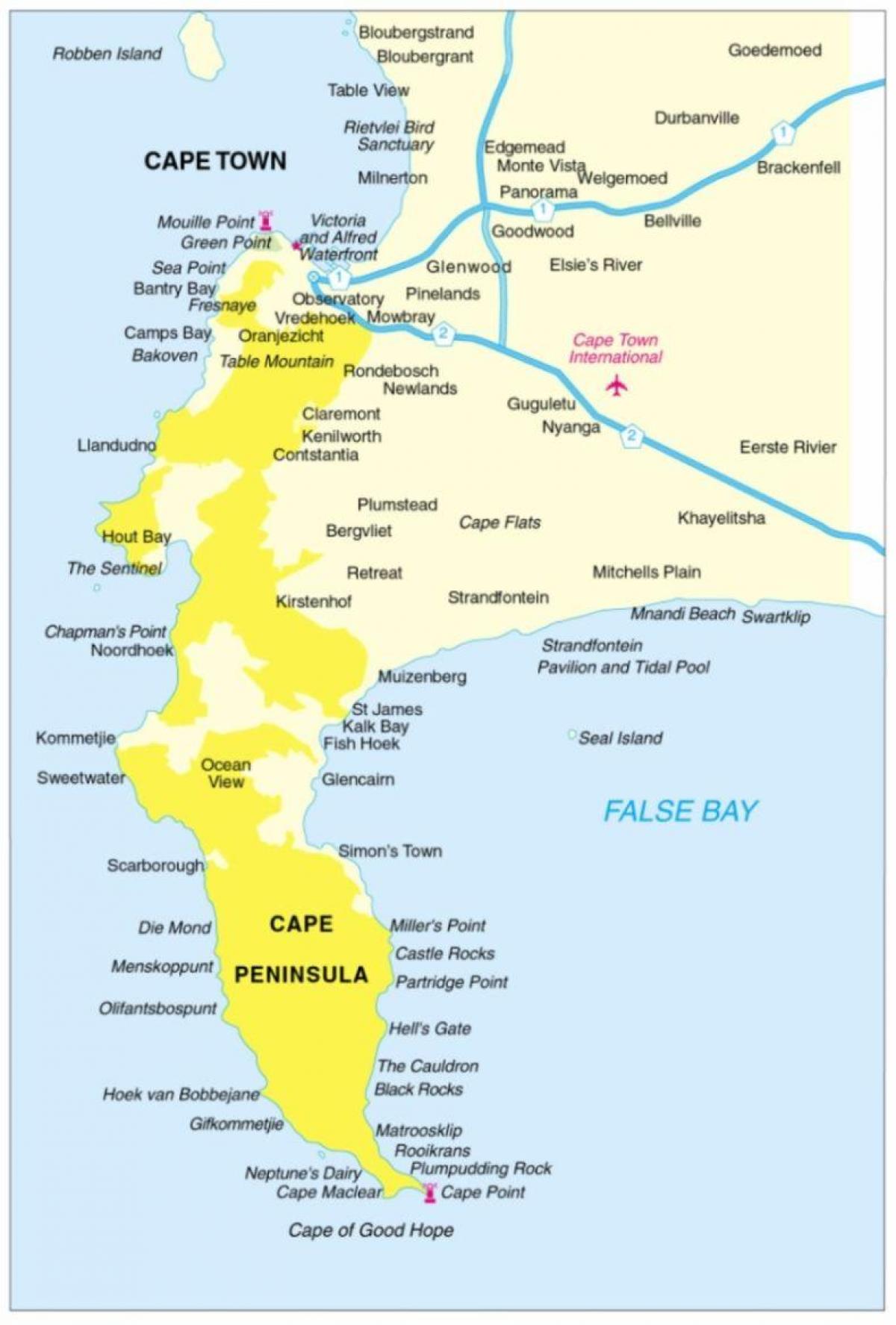 Cape Town niemimaan kartta