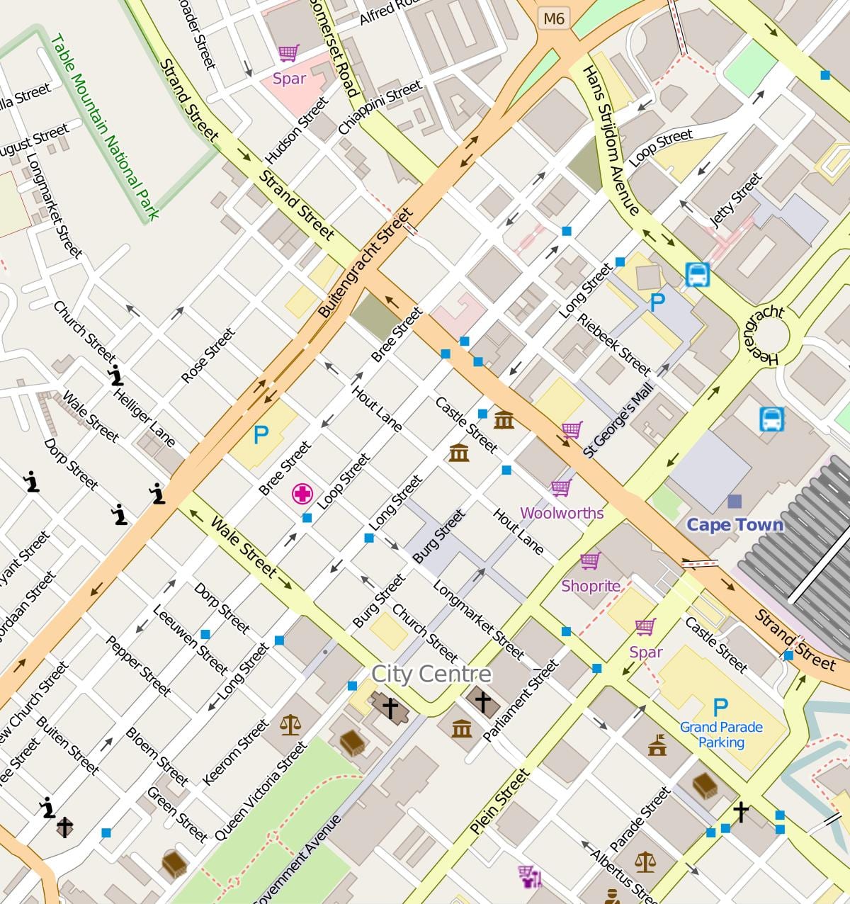street kartta Cape Town city centre