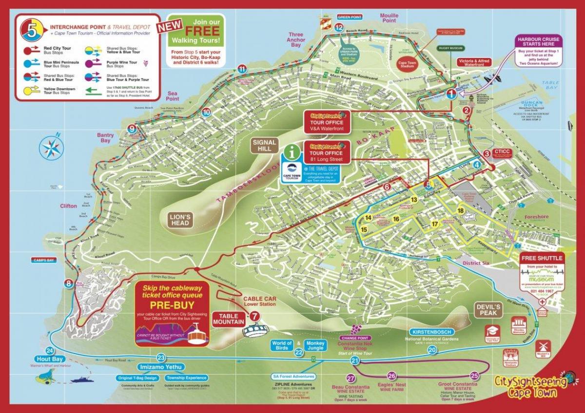 kartta Cape Town city sightseeing bus
