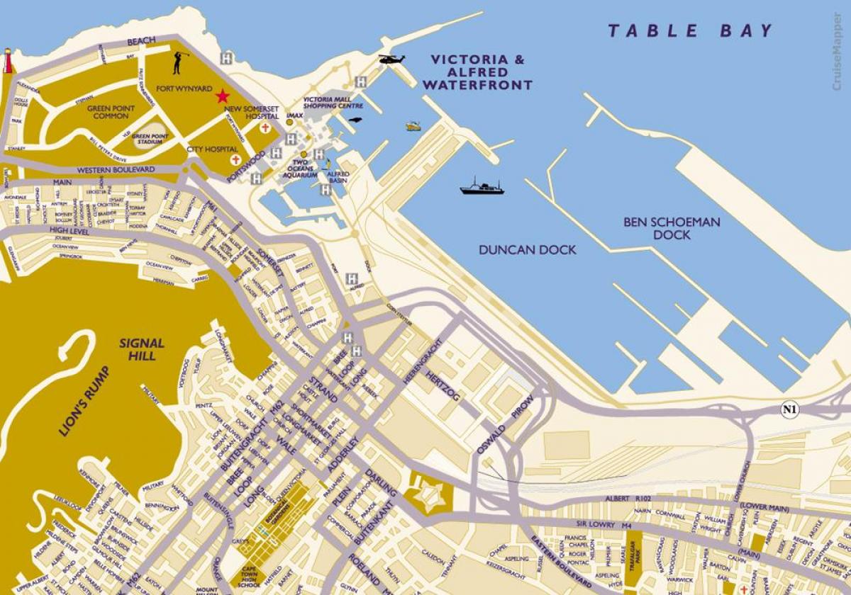 kartta Cape Town cruise terminal