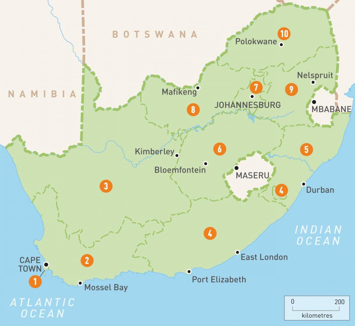 Cape Town Etelä-Afrikka kartalla