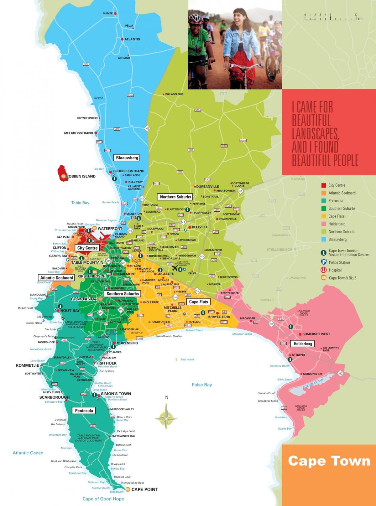kartta Cape Town ja lähiöissä