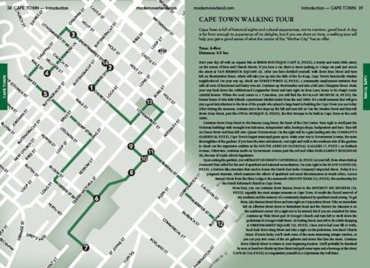 Cape Town walking tour kartta