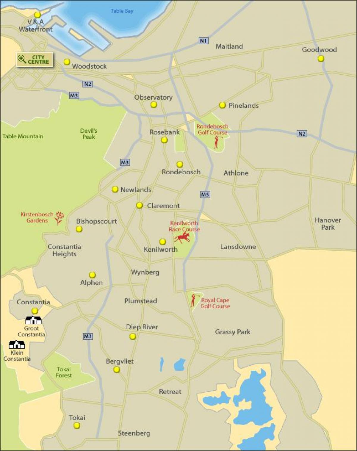 kartta Cape Town southern suburbs