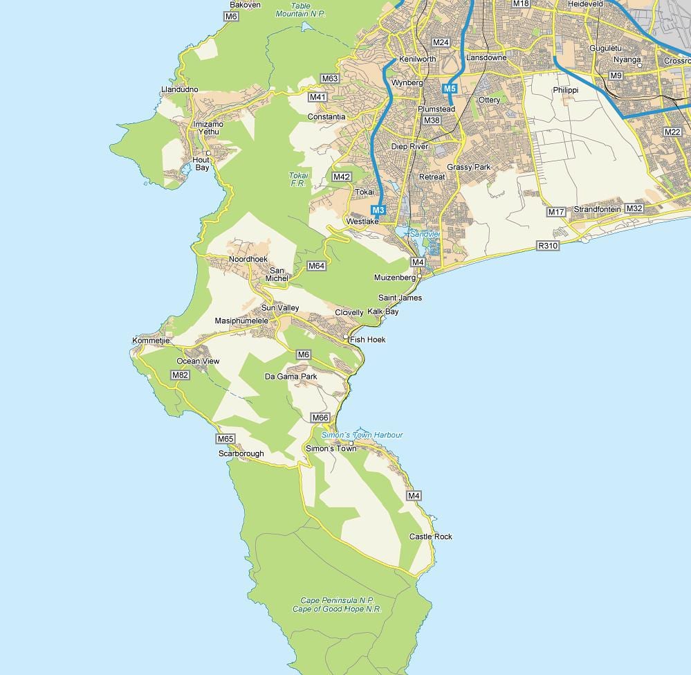 kartta fish hoek, Etelä-Afrikka