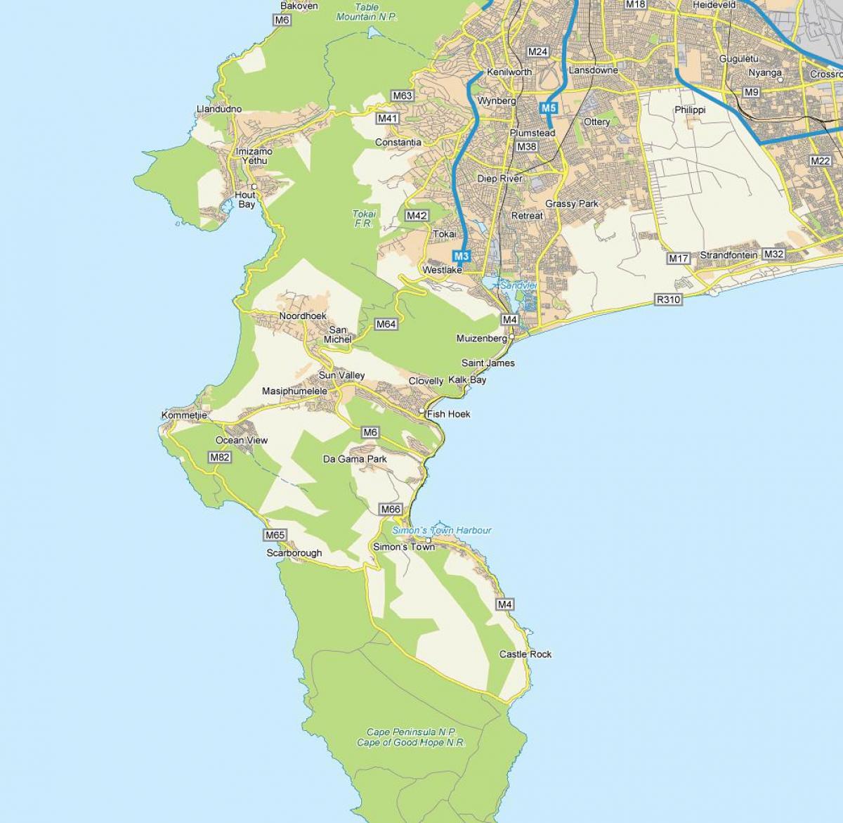 kartta fish hoek, Etelä-Afrikka