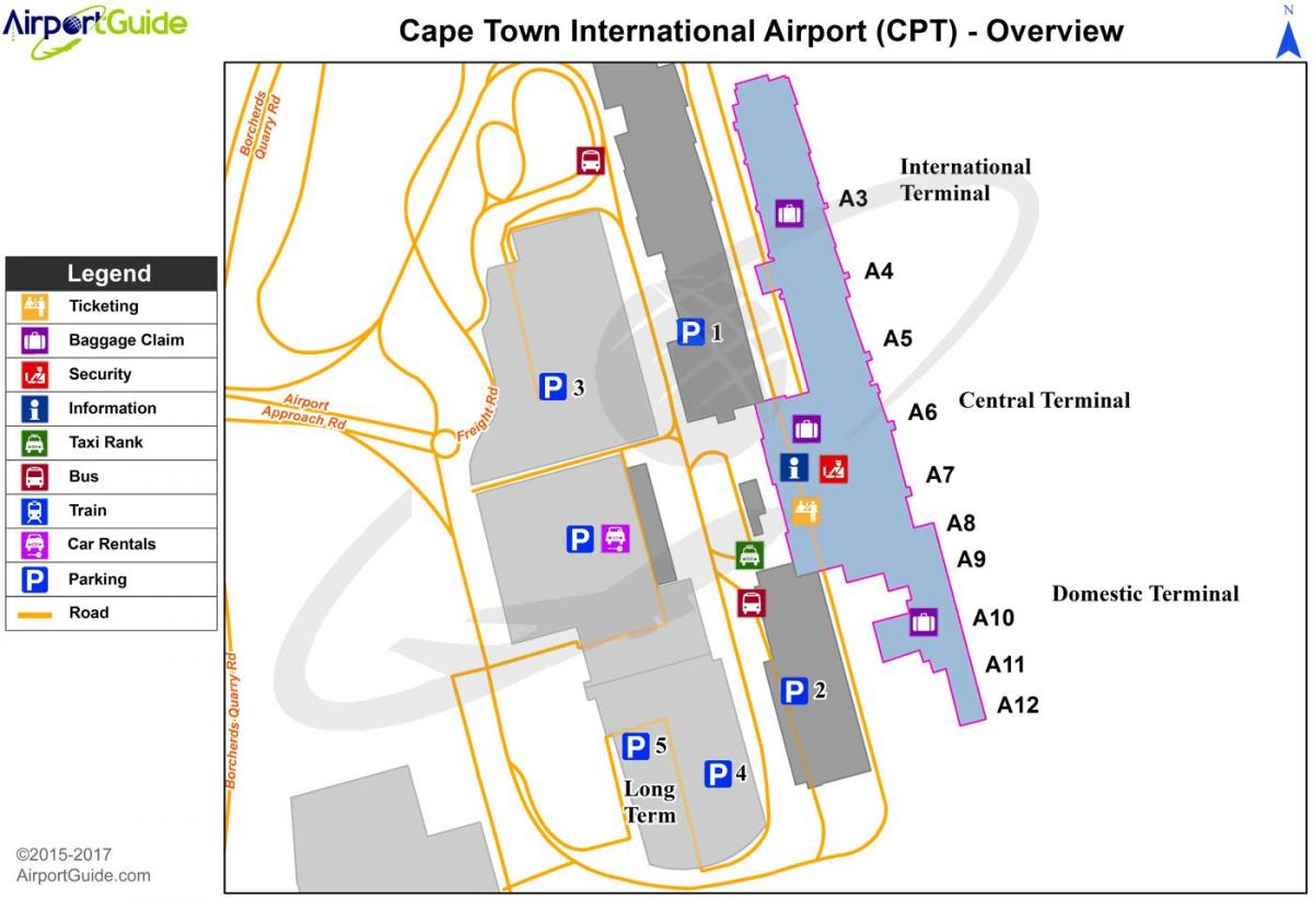 Cape Town kansainvälinen lentokenttä, terminaali kartta