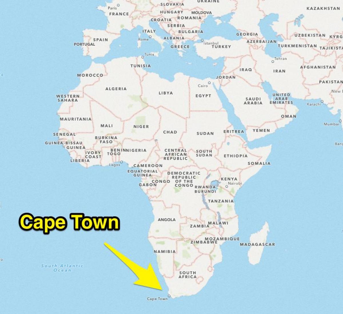 Cape Town sijainti maailman kartalla