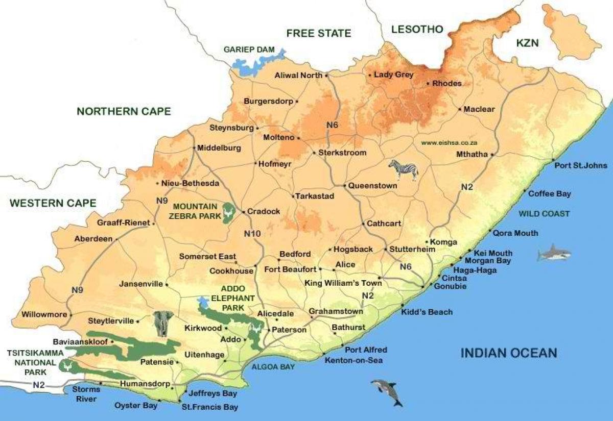 kartta eastern Cape Towns