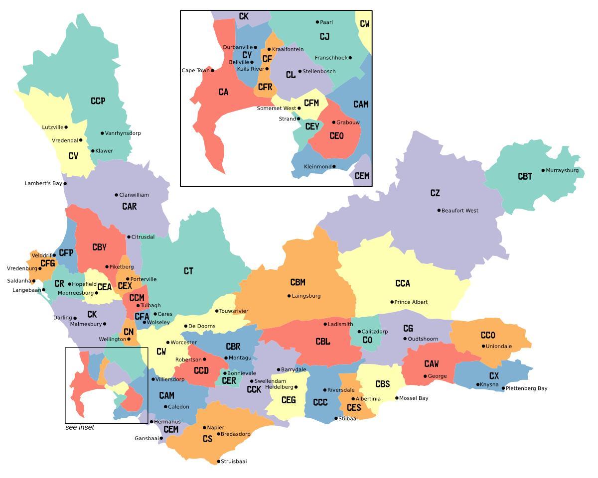 kartta western cape lähiöissä