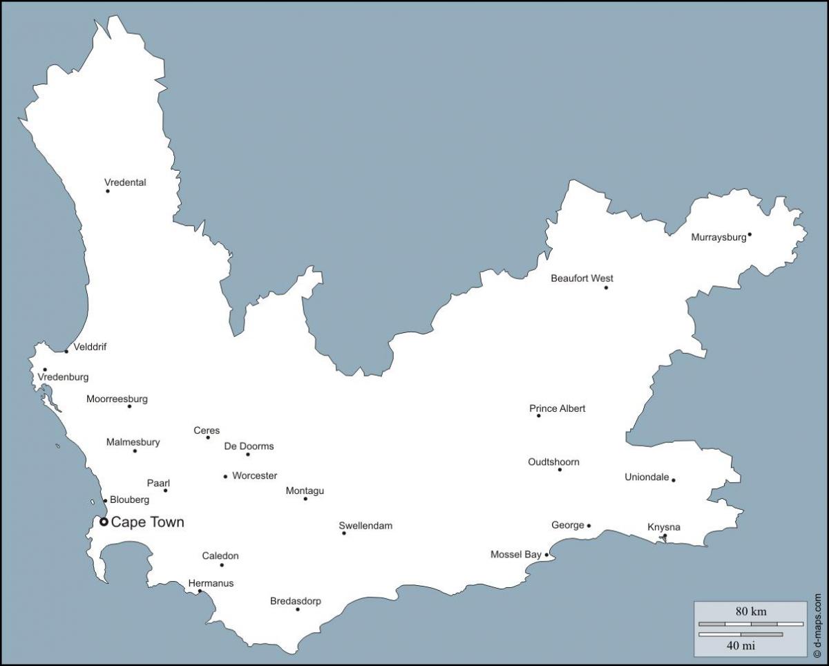 kartta western Cape Towns