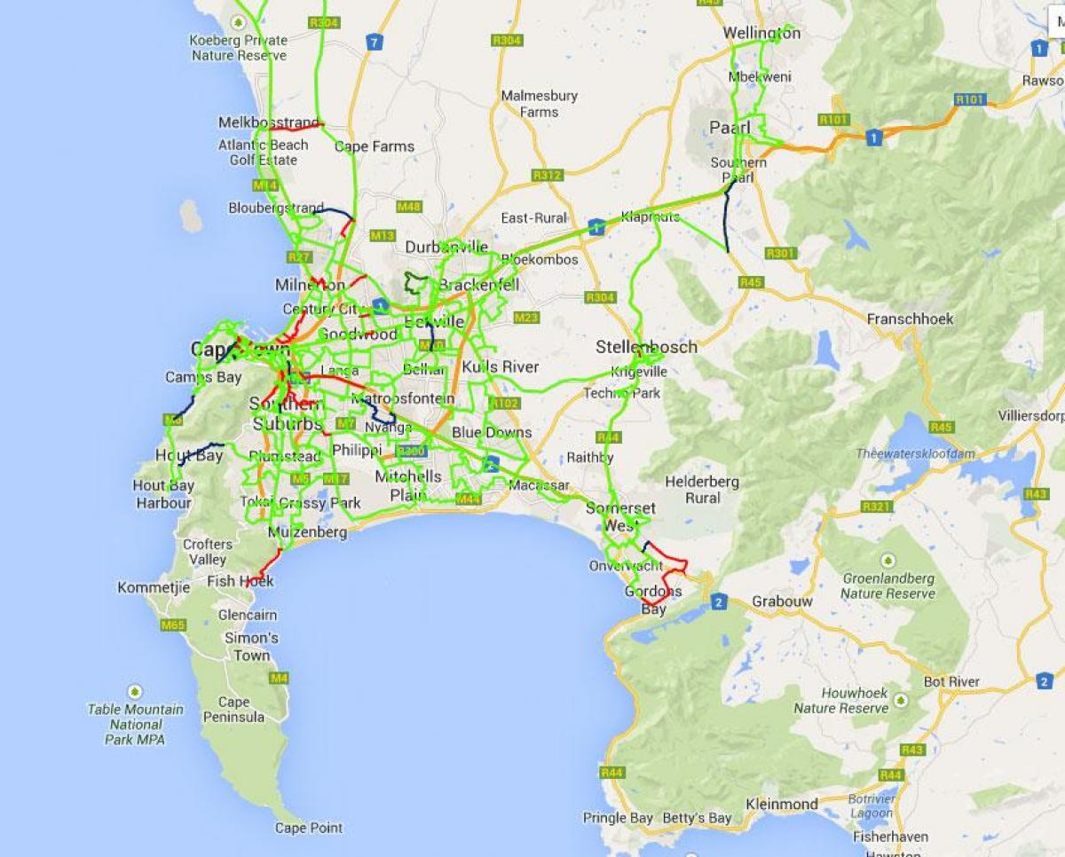 kartan kuitujen kartta Cape Town