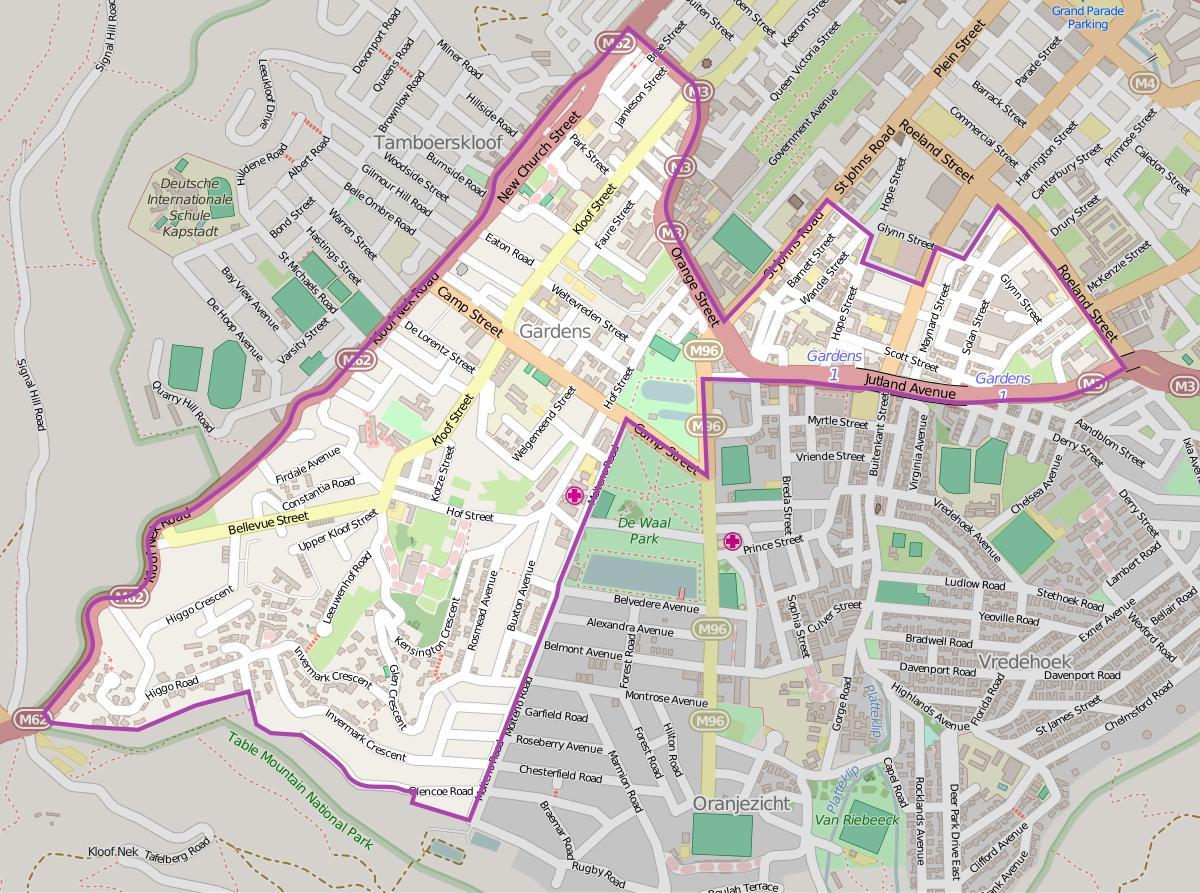 kartta tamboerskloof Kapkaupunki
