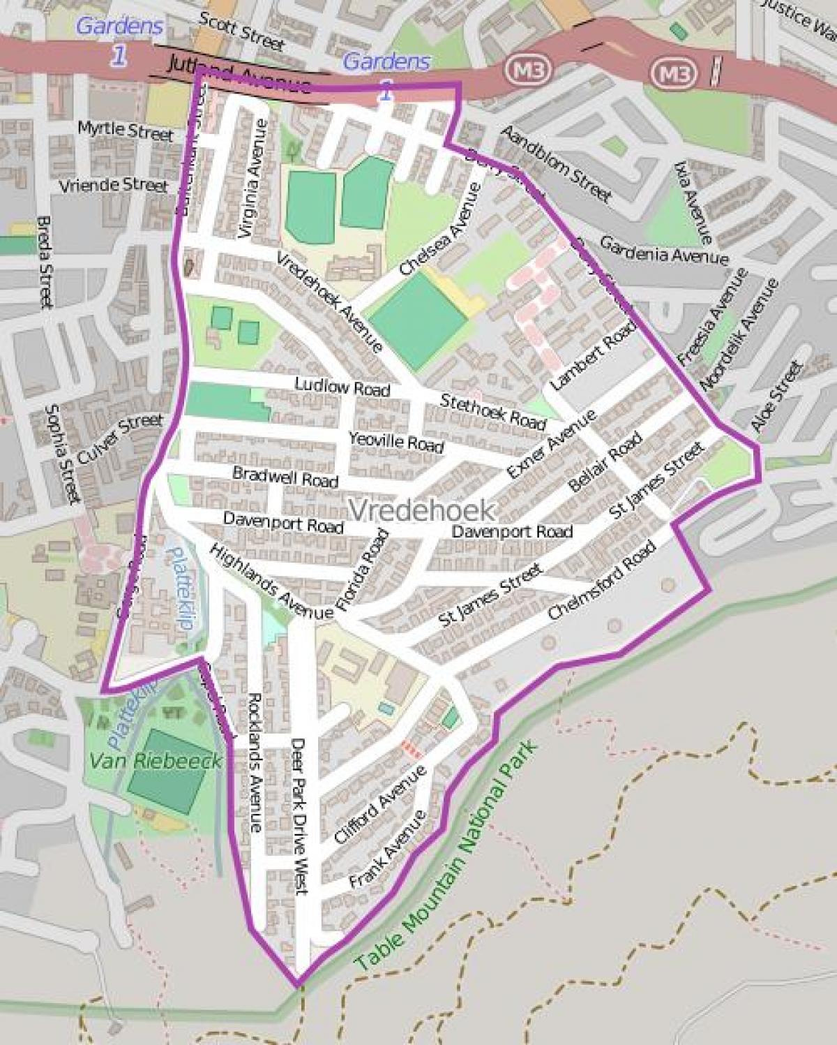 kartta Cape Town vredehoek