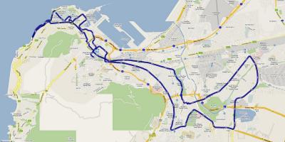 Kartta Cape Town maratonin reitti 