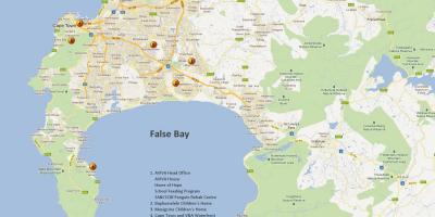 Kartta Cape Town-alueella Etelä-Afrikassa