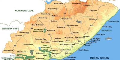 Kartta eastern Cape Towns